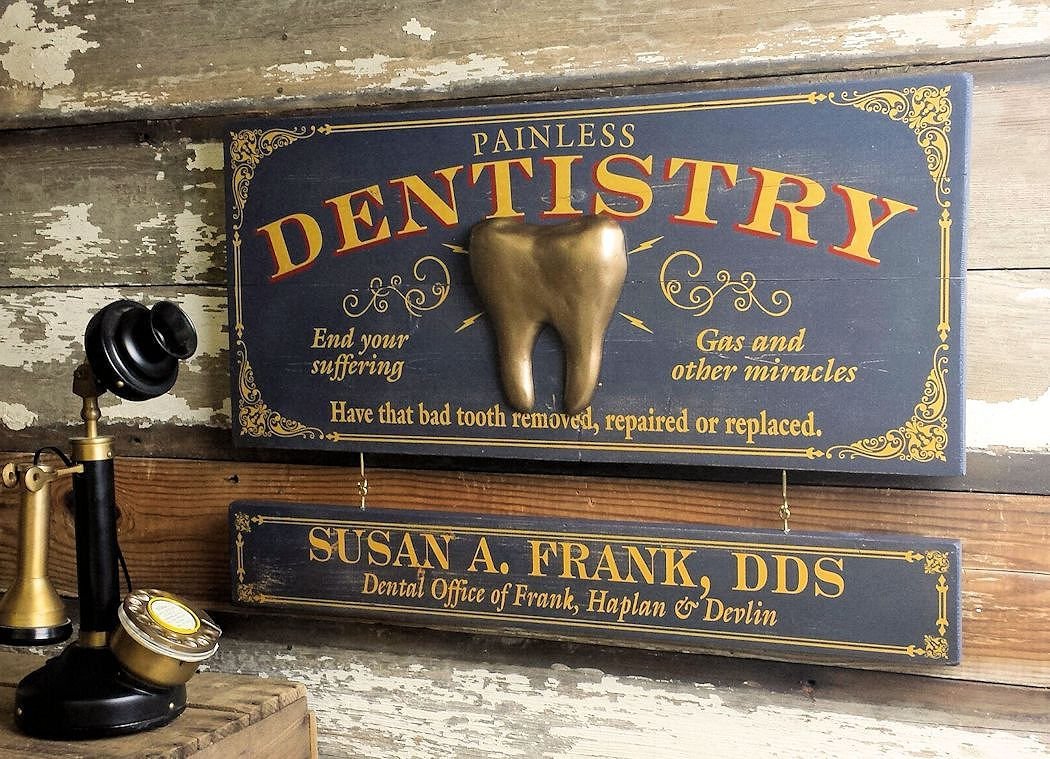 Vintage wooden dentist deals sign