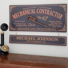  Mechanical Contractor Wood Plank Sign with Optional Personalization