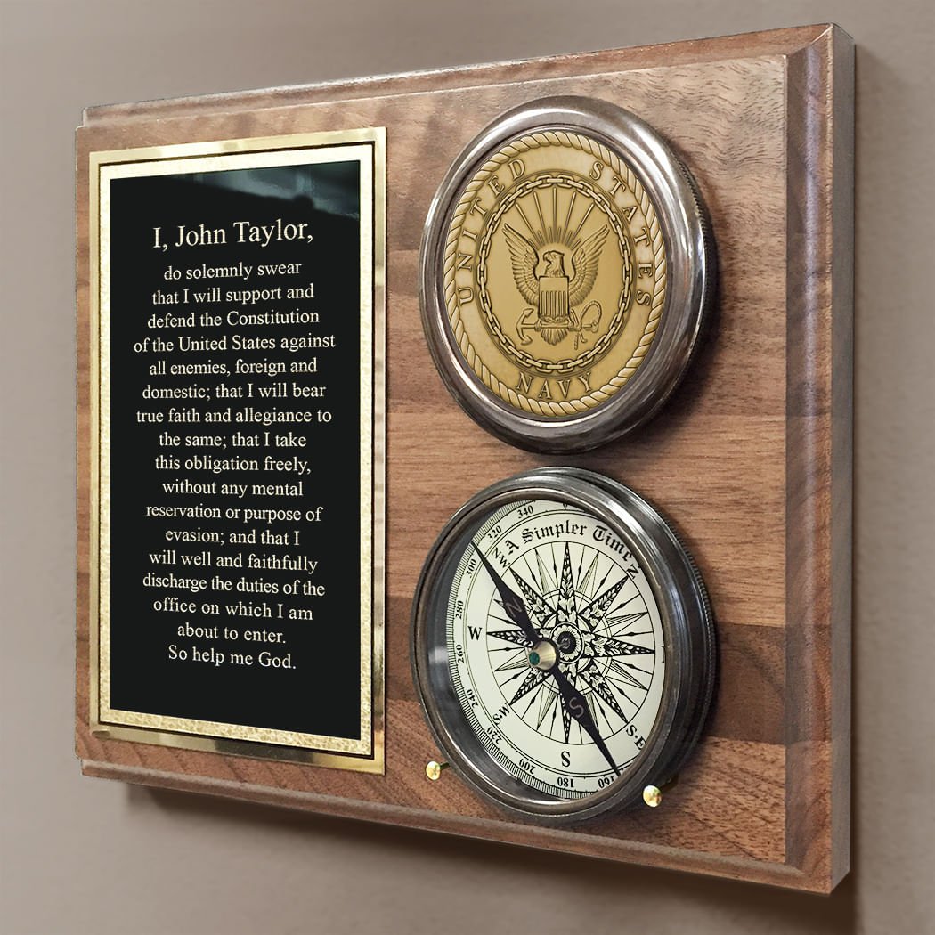 Personalized U.S. Navy Compass on Plaque – A Simpler Time