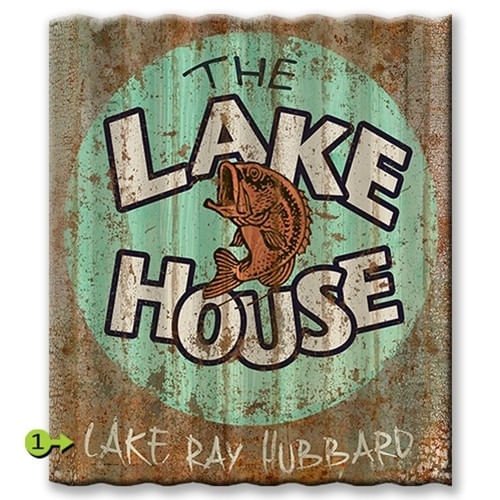 The Lake House Distressed Corrugated Metal Personalized Sign