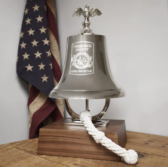 Large Deluxe Engravable Nickel Finish Brass Memorial Bell With Eagle