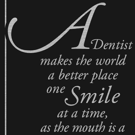 Dental Personalized Plaque with Dental Tools Engraving Close-up