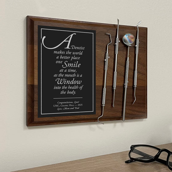 Dental Personalized Plaque with Dental Tools with Glasses