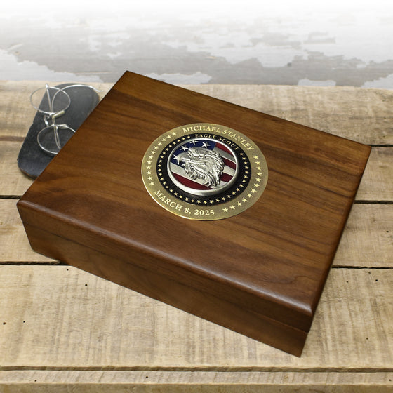 Eagle Scout Keepsake Box with Personalized Eagle Head Medallion