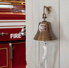  7 Inch Diameter Engravable Antiqued Brass Wall Bell With Fire Medallion