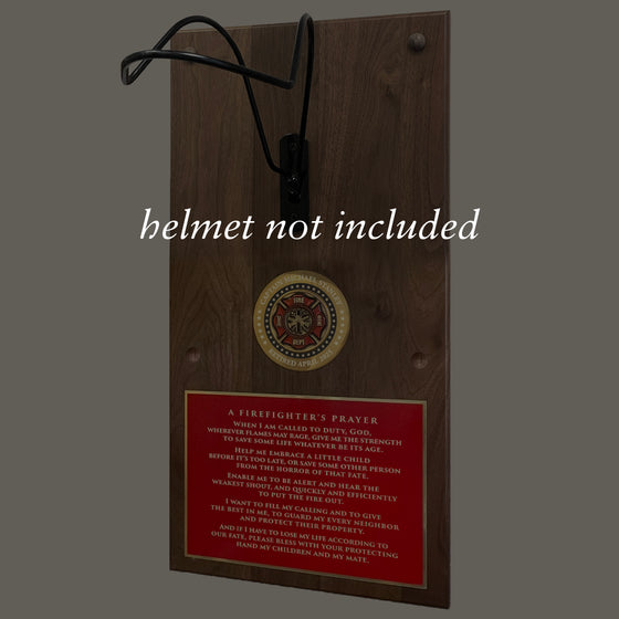 Personalized Firefighter Helmet Display Plaque with Maltese Medallion Helmet Not Included Text