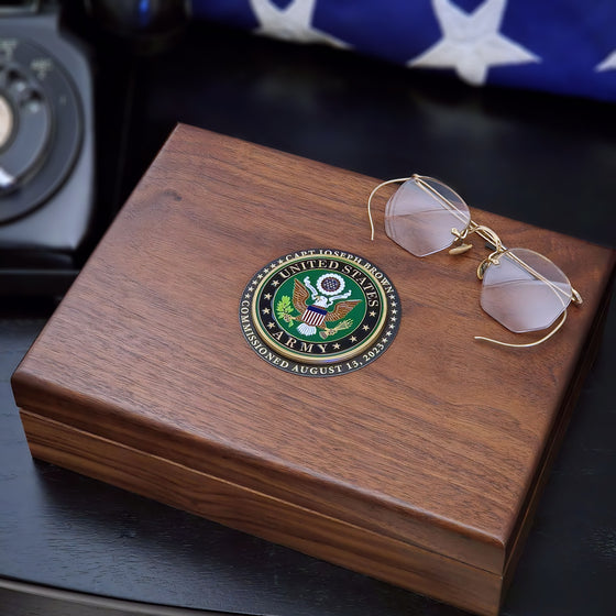 Personalized U.S. Army Walnut Keepsake Box with Medallion