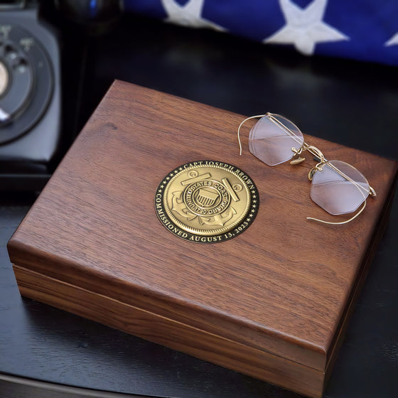 Personalized U.S. Coast Guard Walnut Keepsake Box with Medallion