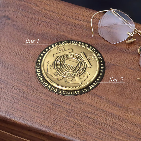 Personalized U.S. Coast Guard Walnut Keepsake Box with Medallio with Instructions