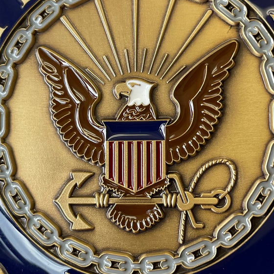 Personalized U.S. Navy Medallion Closeup