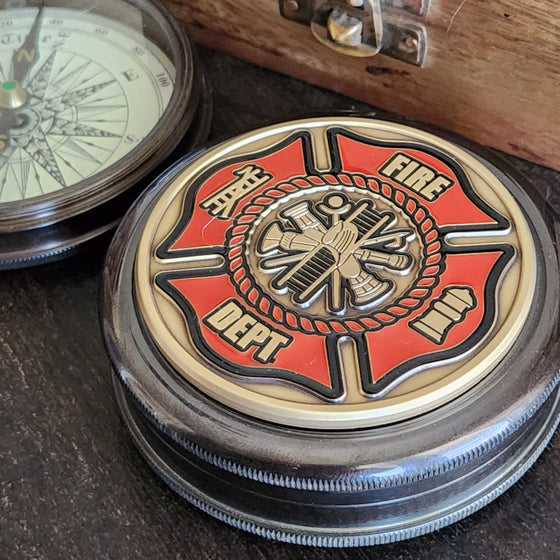 Fire Fighter Medallion Compass