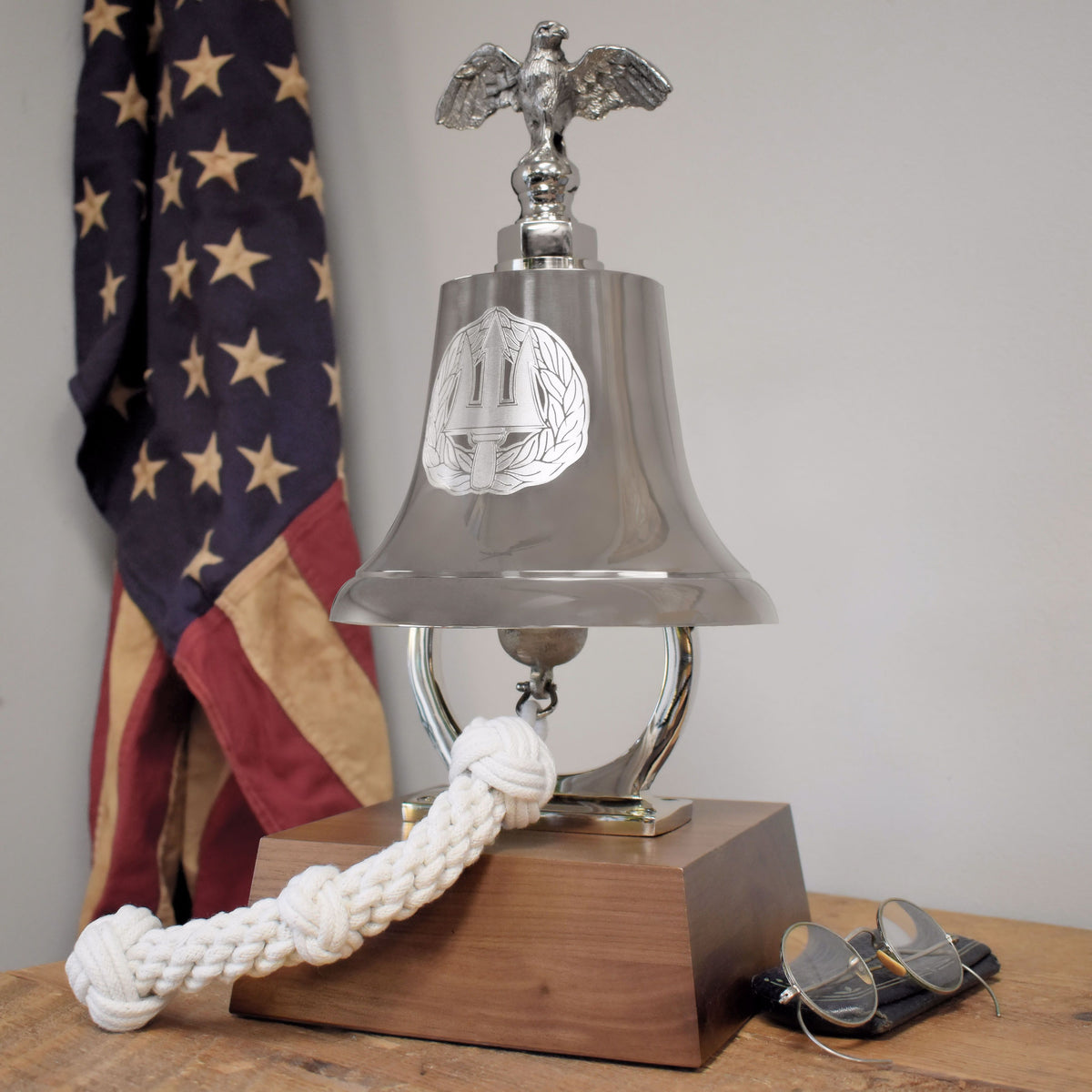 Medium Deluxe Engravable Nickel Finish Brass Memorial Bell With Eagle ...