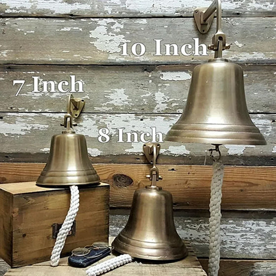 7 Inch Brass Engravable Wall Bell - Antiqued