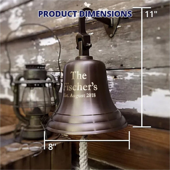8 Inch Brass Engravable Ship/Wall Bell- Antiqued