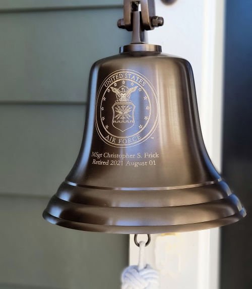 Air Force Logo Wall Bell - 8 Inch Antique
