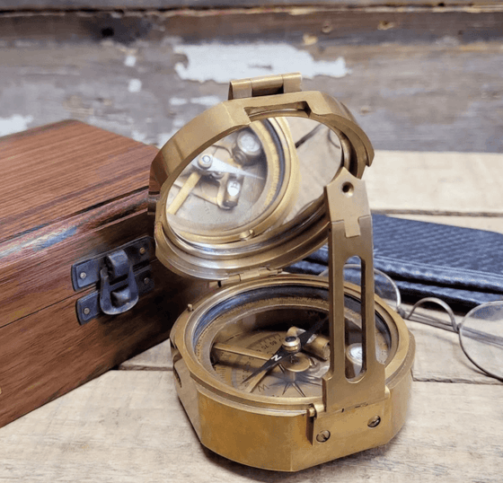 Antiqued Brass Military Compass - 3 Inch