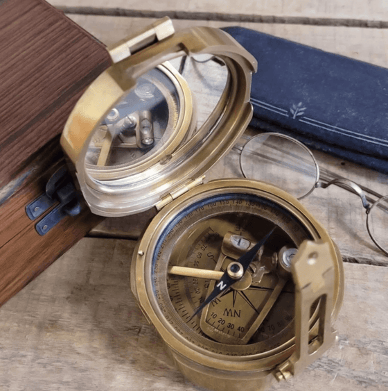 Antiqued Brass Military Compass - 3 Inch
