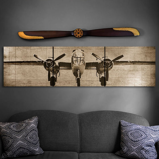 B-25 Bomber Plane Wooden Triptych