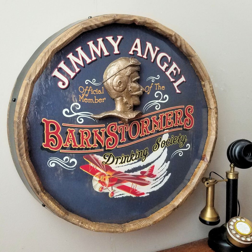 Barnstormers Drinking Society Personalized Barrel End Sign – A Simpler Time