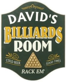  Billiards Room Personalized Wood Sign