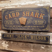  Card Shark Wood Plank Sign with Optional Personalization