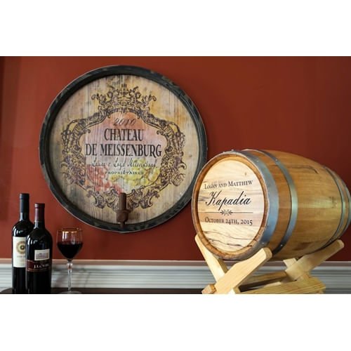 Chateau Personalized Wine Barrel End Bar or Cellar Sign