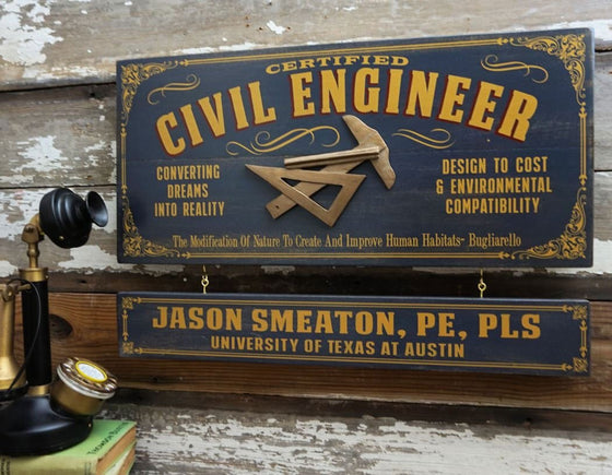Civil Engineer Wood Sign with Optional Personalization