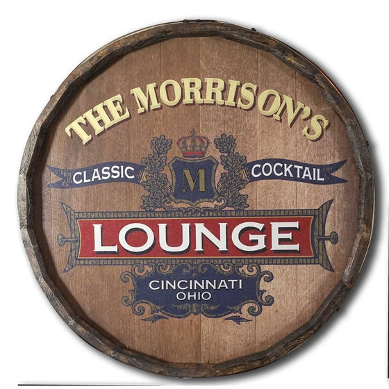 Cocktail Lounge Personalized Quarter Barrel Sign