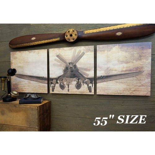 Corsair Wood Triptych Aviation Art