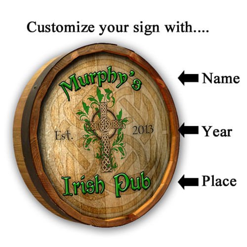 Irish Pub Themed Personalized Quarter Barrel Sign