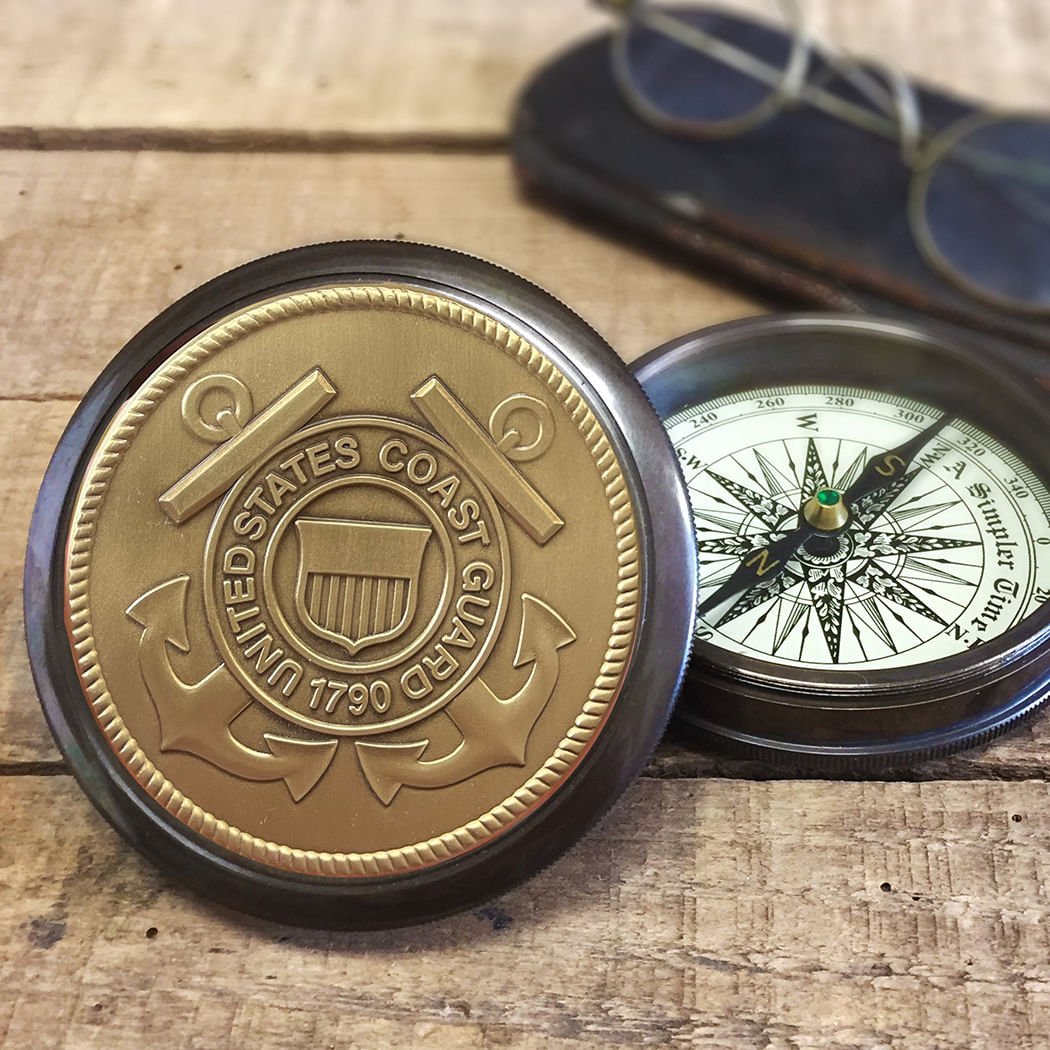 Compass Bottom PERSONALIZED COAST GUARD Medallion Compass – A Simpler Time