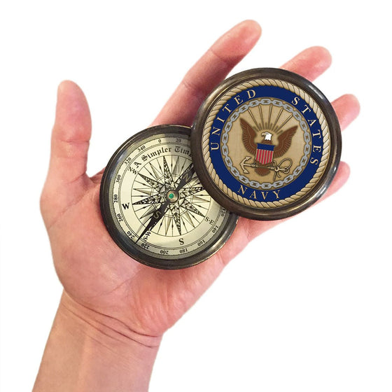 Personalized U.S. Navy Colored Emblem on Compass