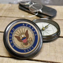 Personalized U.S. Navy Colored Emblem on Compass