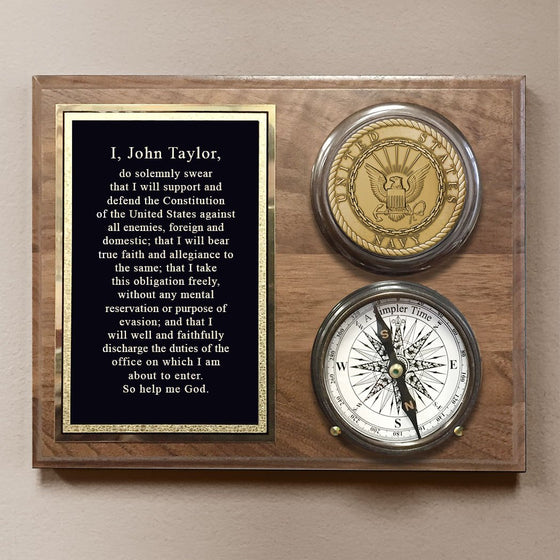 Personalized U.S. Navy Compass on Plaque