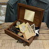 Personalized  Walnut Keepsake Box  with Colored Navy Medallion