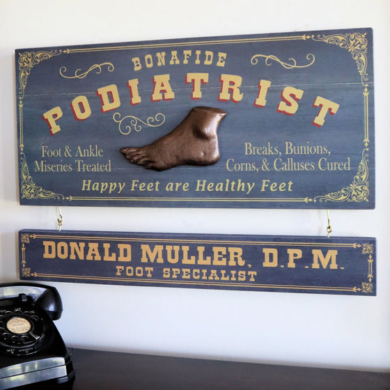 Podiatrist Wood Plank Sign with Optional Personalization