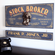  Stock Broker Wood Plank Sign