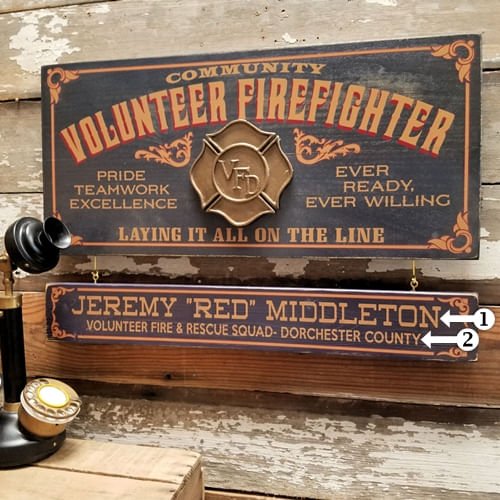 Volunteer Firefighter Wood Sign with Optional Personalization