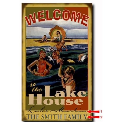 Welcome to the Lake House Personalized Cabin Sign