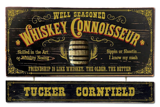 Whiskey Connoisseur Wood Plank Sign with Optional Personalization