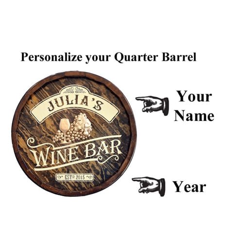 Wine Bar Barrel End Personalized Sign